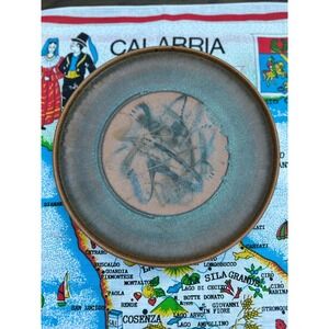 Signed Studio Art Pottery Plate MCM Abstract Reduction Glaze Stoneware 9.75"